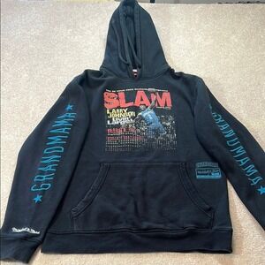 MITCHELL NESS SLAM HOODIE LARRY JOHNSON HORNETS Medium M Grandmama‎ Charlotte
